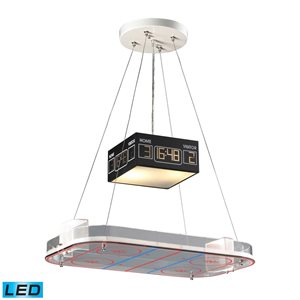 Luminaire suspendu DEL, finition argent avec motif d'arena de hockey, 2 X A19 LED