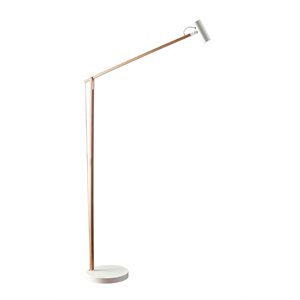 LED floor lamp, white and natural wood finish, 5 watts, 3000K