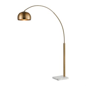 Floor lamp, aged brass and white marble finish, 1 X A19