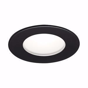 Matte black round LED shower finish, 10-15 watts, 4000K, 48 degrees