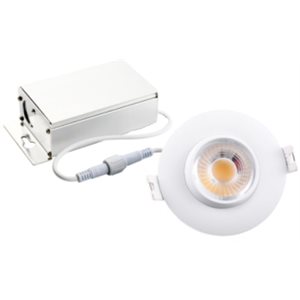 Steerable recessed LED, white finish, 8 watts, 45 degrees